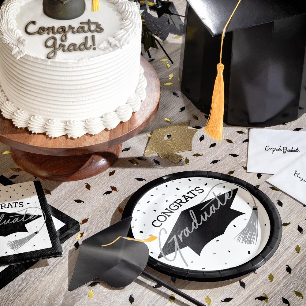 nan - School Spirit White Graduation Dinner Plates Party Decoration from Bulk Party Decorations