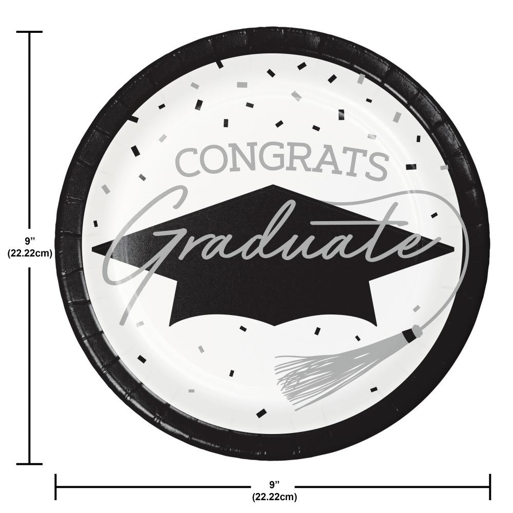 nan - School Spirit White Graduation Dinner Plates Party Decoration from Bulk Party Decorations