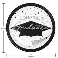 nan - School Spirit White Graduation Dinner Plates Party Decoration from Bulk Party Decorations