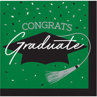 nan - School Spirit Green Graduation Beverage Napkins Party Decoration from Bulk Party Decorations