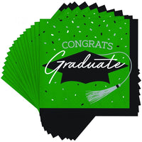 nan - School Spirit Green Graduation Beverage Napkins Party Decoration from Bulk Party Decorations