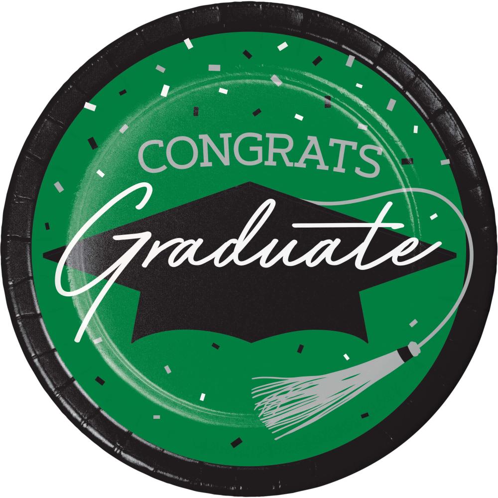 nan - School Spirit Green Graduation Dinner Plates Party Decoration from Bulk Party Decorations