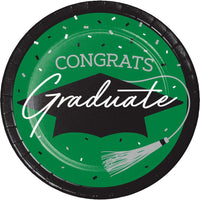 nan - School Spirit Green Graduation Dinner Plates Party Decoration from Bulk Party Decorations