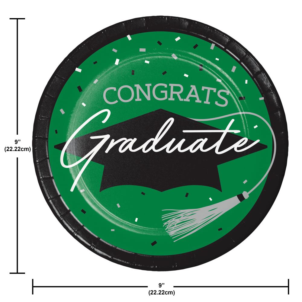 nan - School Spirit Green Graduation Dinner Plates Party Decoration from Bulk Party Decorations