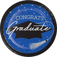 nan - School Spirit Blue Graduation Dinner Plates Party Decoration from Bulk Party Decorations