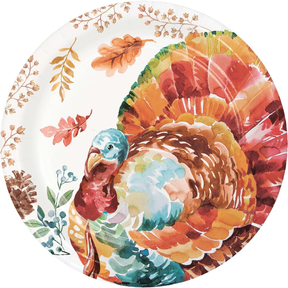 Bulk Tasteful Turkey Paper Dinner Plate (Case of 96)