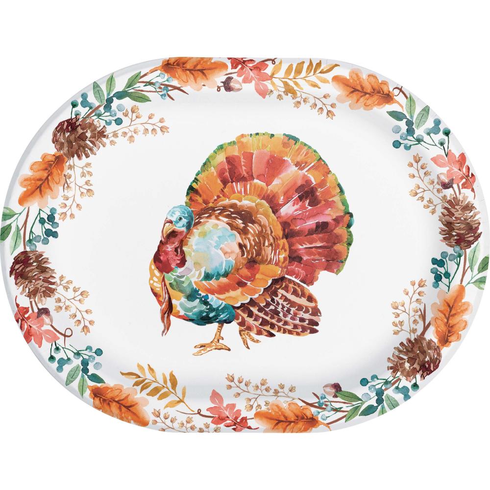 Bulk Tasteful Turkey Paper Oval Platter (Case of 96)
