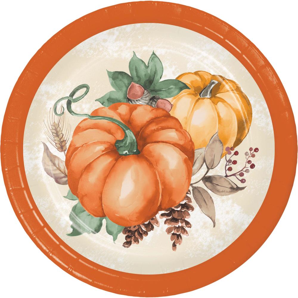 Bulk Harvest Delight Paper Dessert Plate (Case of 96)