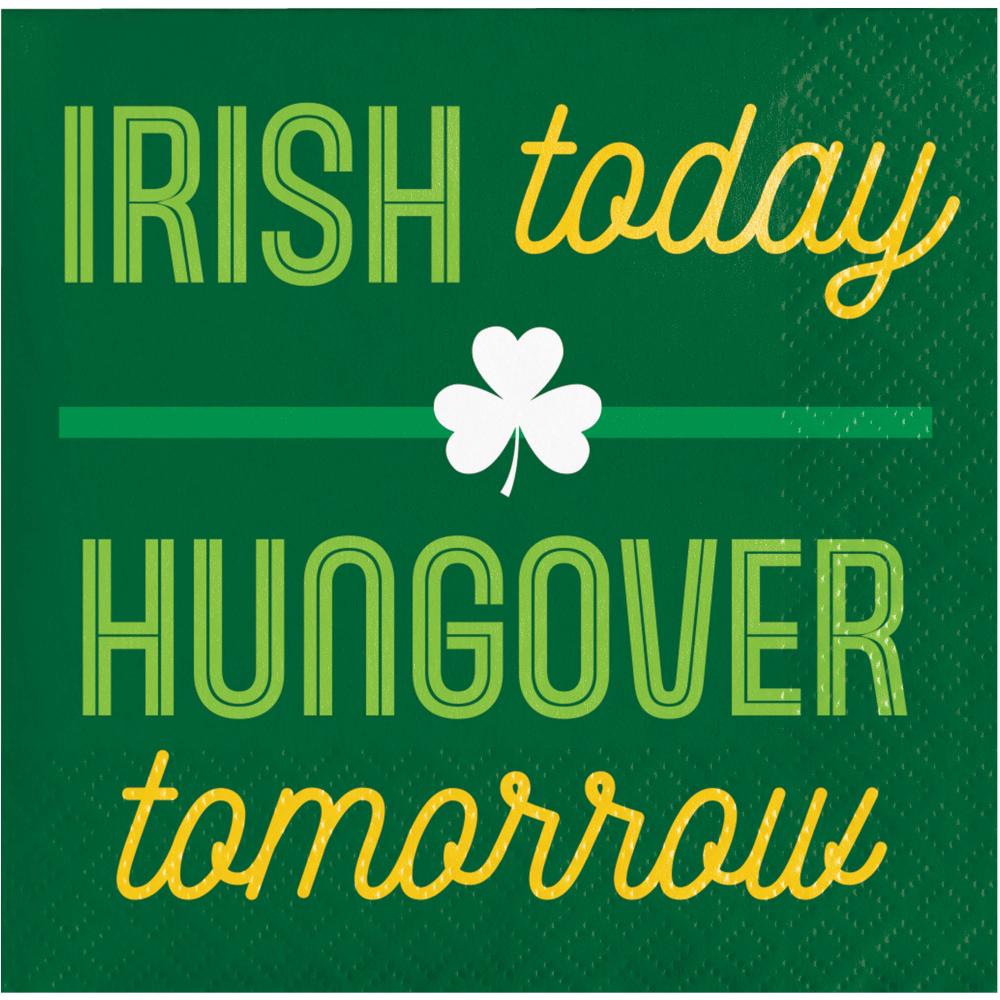 Beverage Napkin - Irish Wishes "Irish Today Hungover Tomorrow" Party Decoration from Bulk Party Decorations