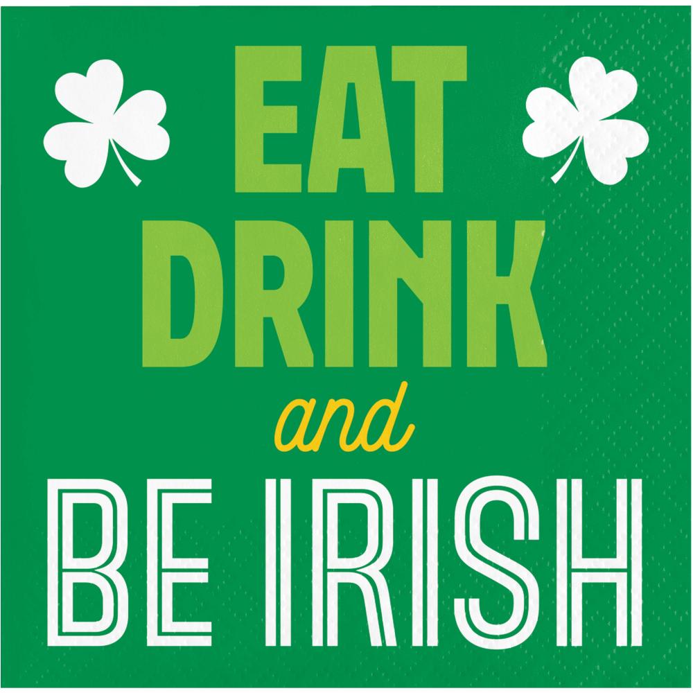 Beverage Napkin - Irish Wishes "Eat Drink and Be Irish" Party Decoration from Bulk Party Decorations
