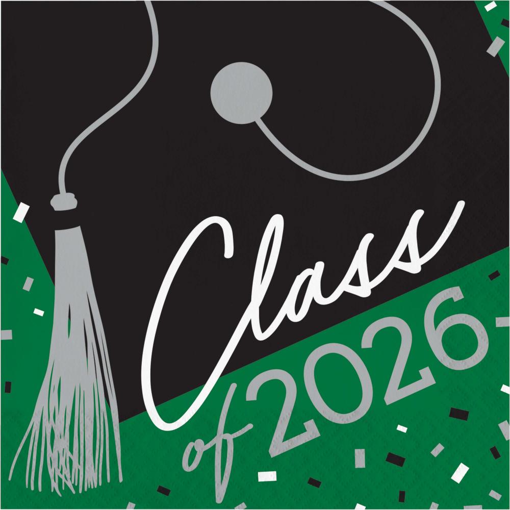 Luncheon Napkin - Class of 2026 Emerald Green Party Decoration from Bulk Party Decorations