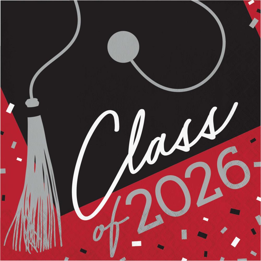 Luncheon Napkin - Class of 2026 Classic Red Party Decoration from Bulk Party Decorations