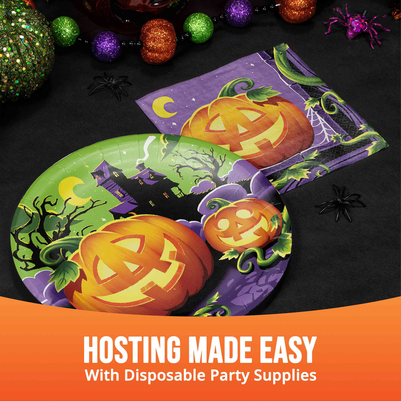 Bulk Pumpkin Prowlers Luncheon Napkins 6.5" x 6.5" (192 per Case)