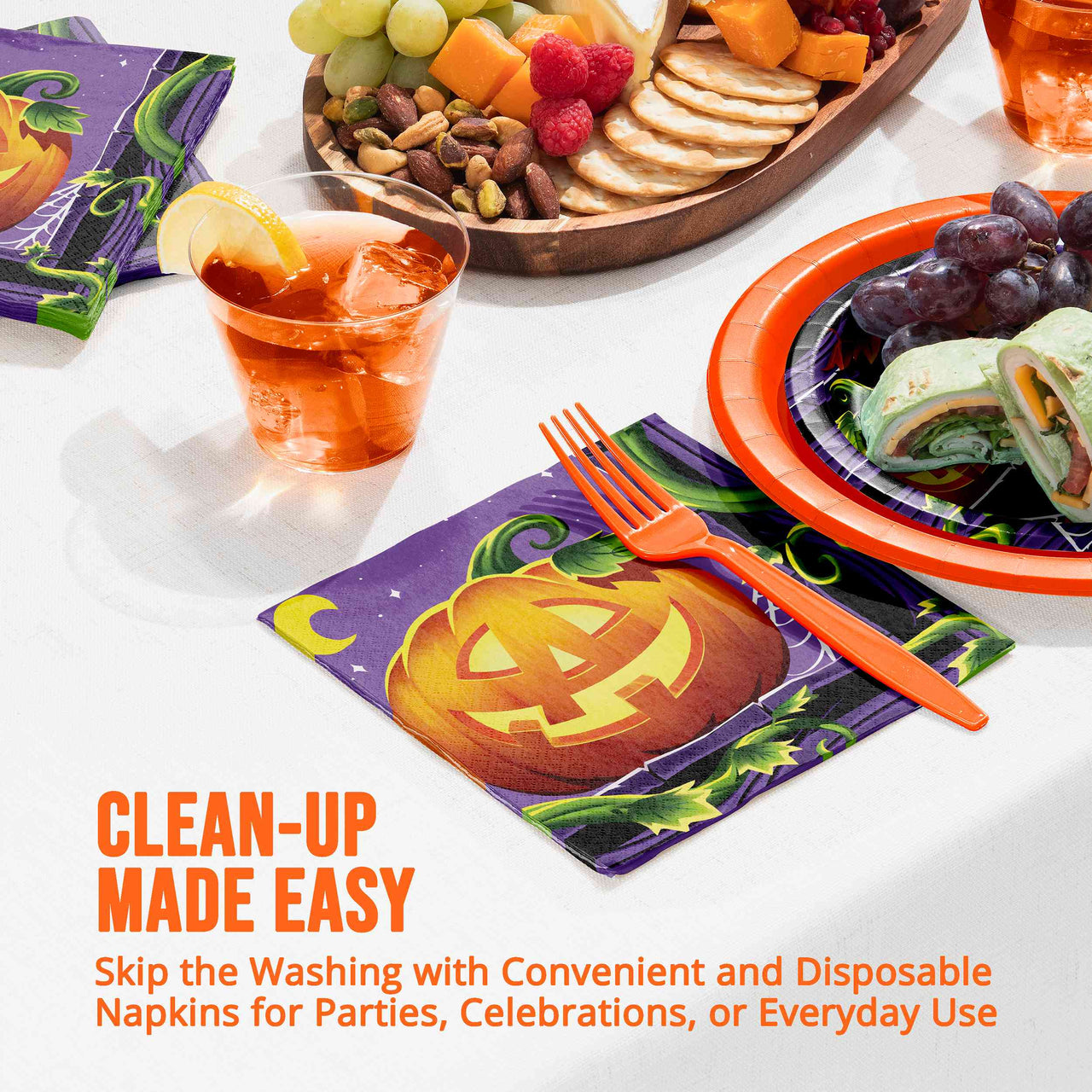 Bulk Pumpkin Prowlers Luncheon Napkins 6.5" x 6.5" (192 per Case)