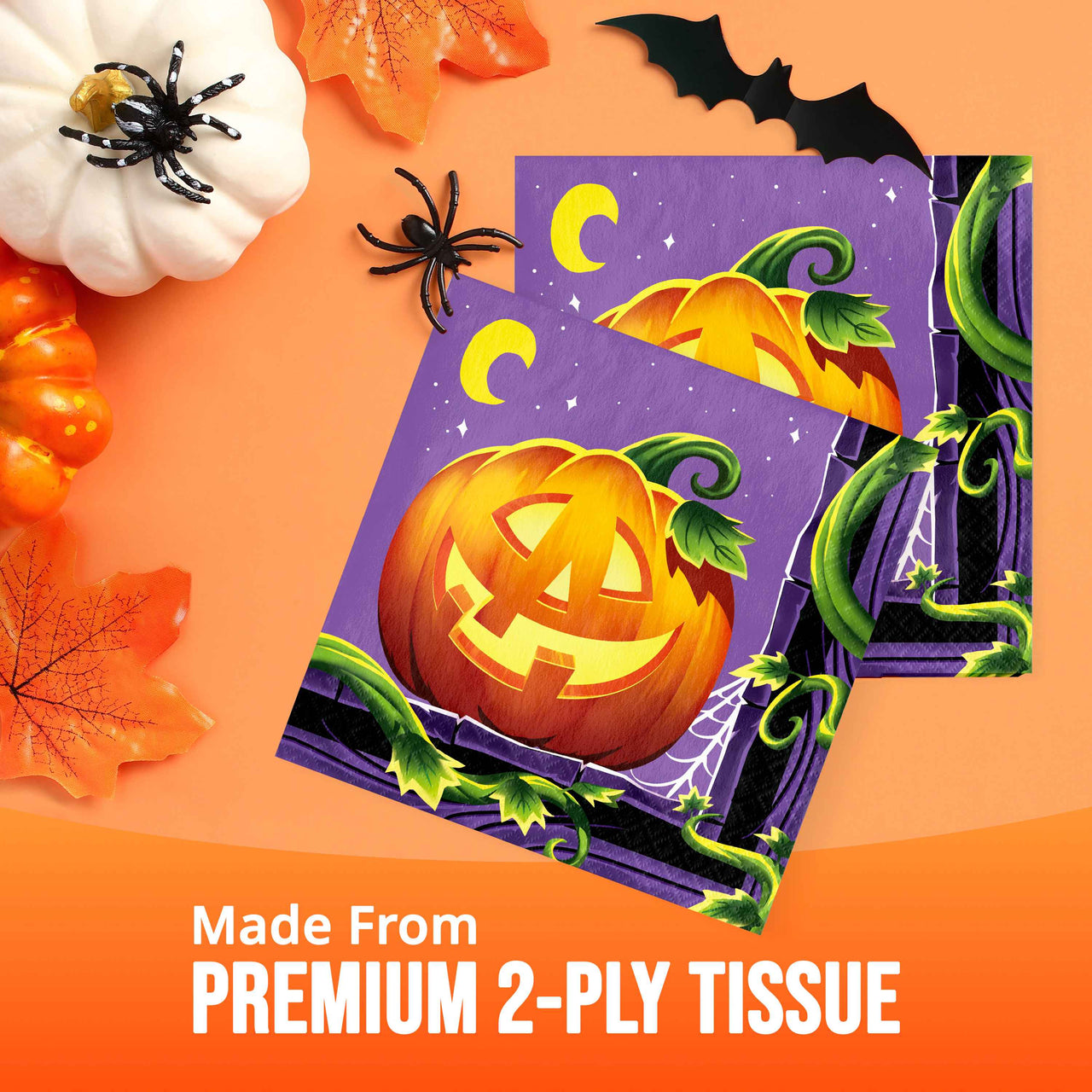 Bulk Pumpkin Prowlers Luncheon Napkins 6.5" x 6.5" (192 per Case)