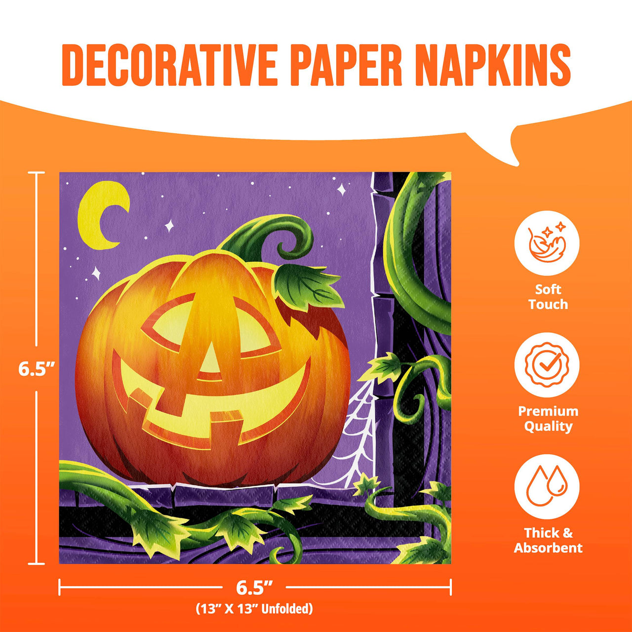 Bulk Pumpkin Prowlers Luncheon Napkins 6.5" x 6.5" (192 per Case)