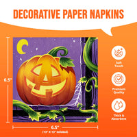 Bulk Pumpkin Prowlers Luncheon Napkins 6.5