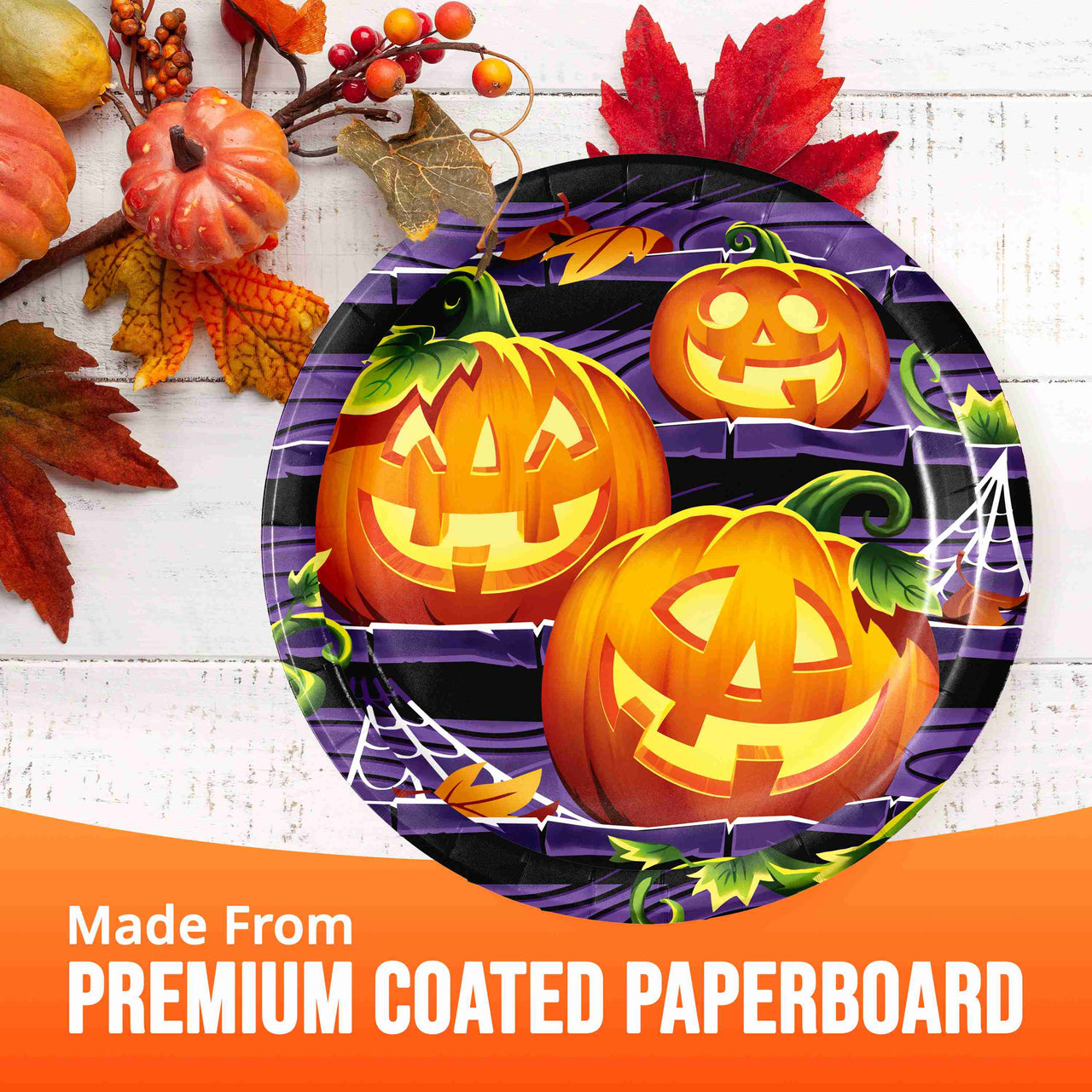 Bulk Pumpkin Prowlers Luncheon Plates 7" (96 per Case)