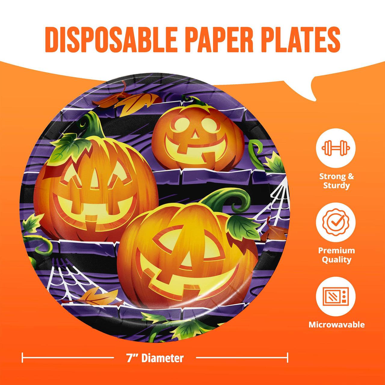 Bulk Pumpkin Prowlers Luncheon Plates 7" (96 per Case)