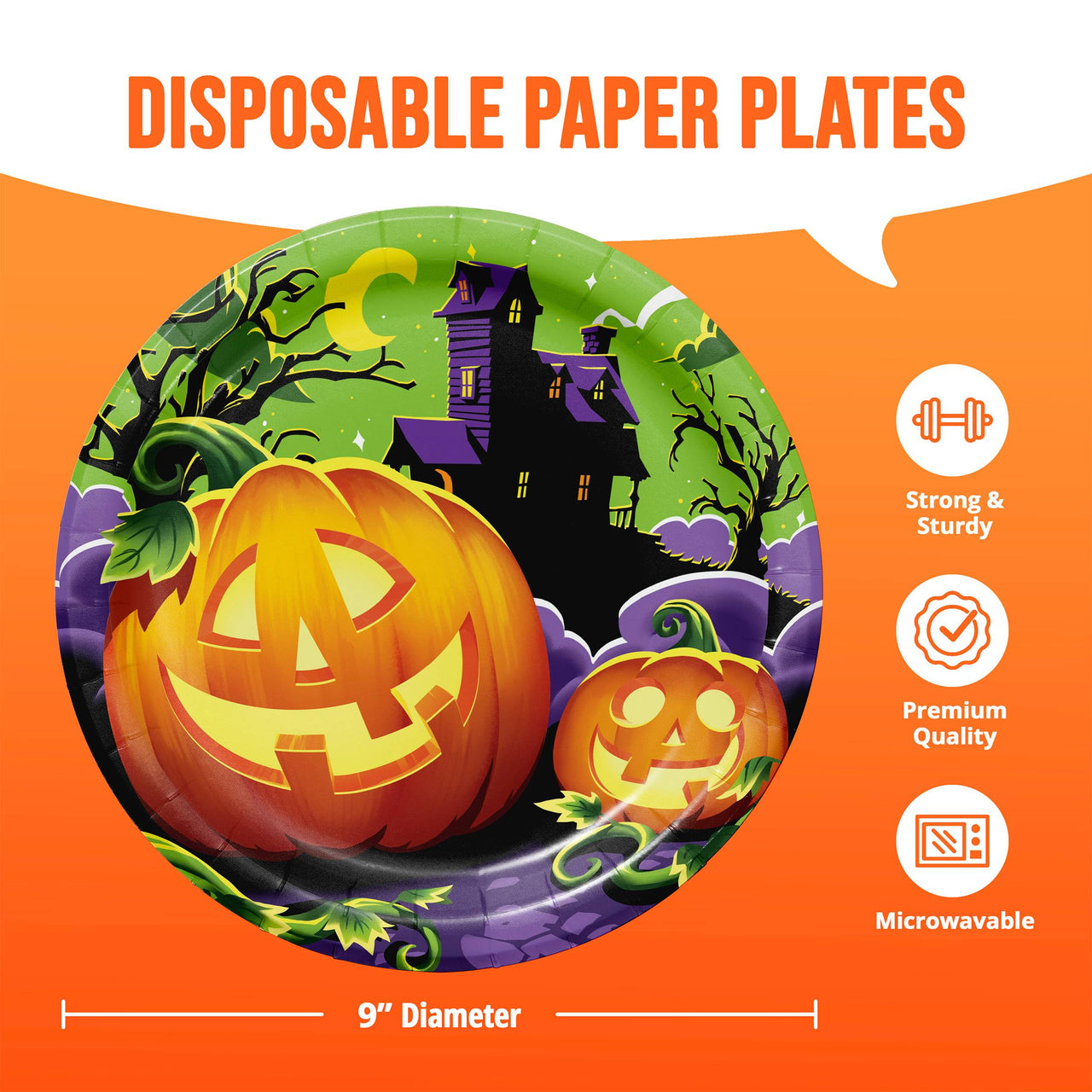 Bulk Pumpkin Prowlers Dinner Plates 9" (96 per Case)