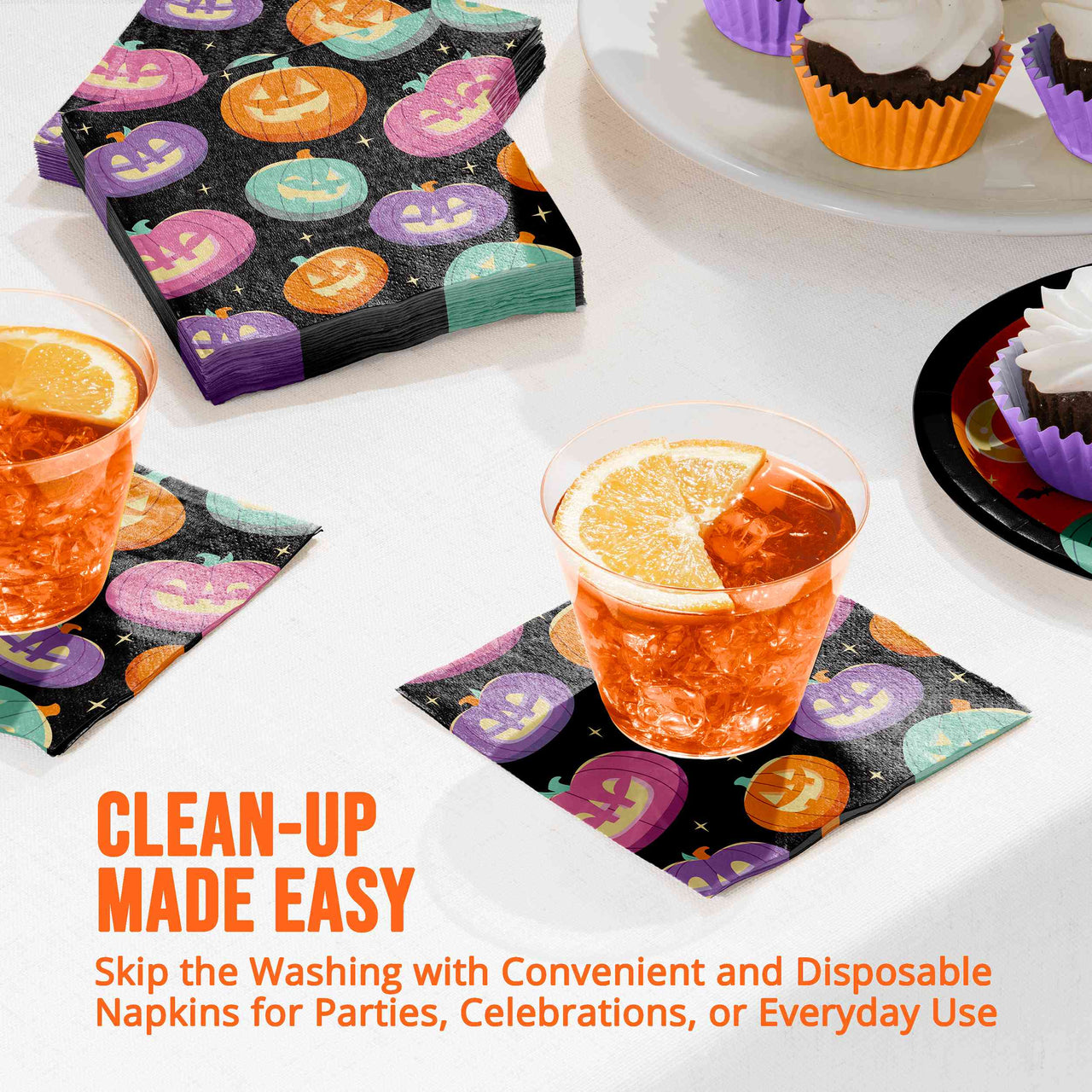 Bulk Frightful Friends Beverage Napkins 5" x 5" (192 per Case)