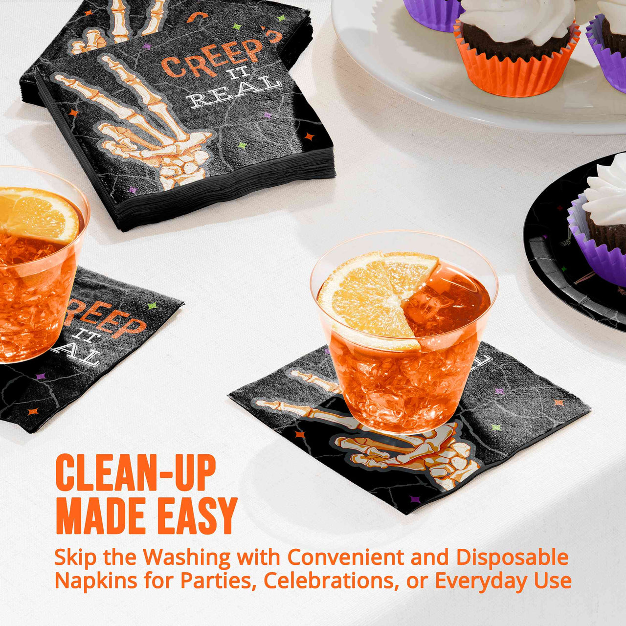 Bulk Radiant Reaper Creep It Real Beverage Napkins 5" x 5" (192 per Case)
