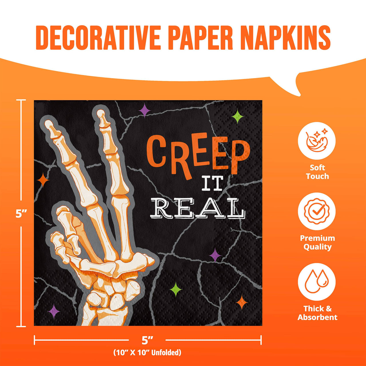 Bulk Radiant Reaper Creep It Real Beverage Napkins 5" x 5" (192 per Case)