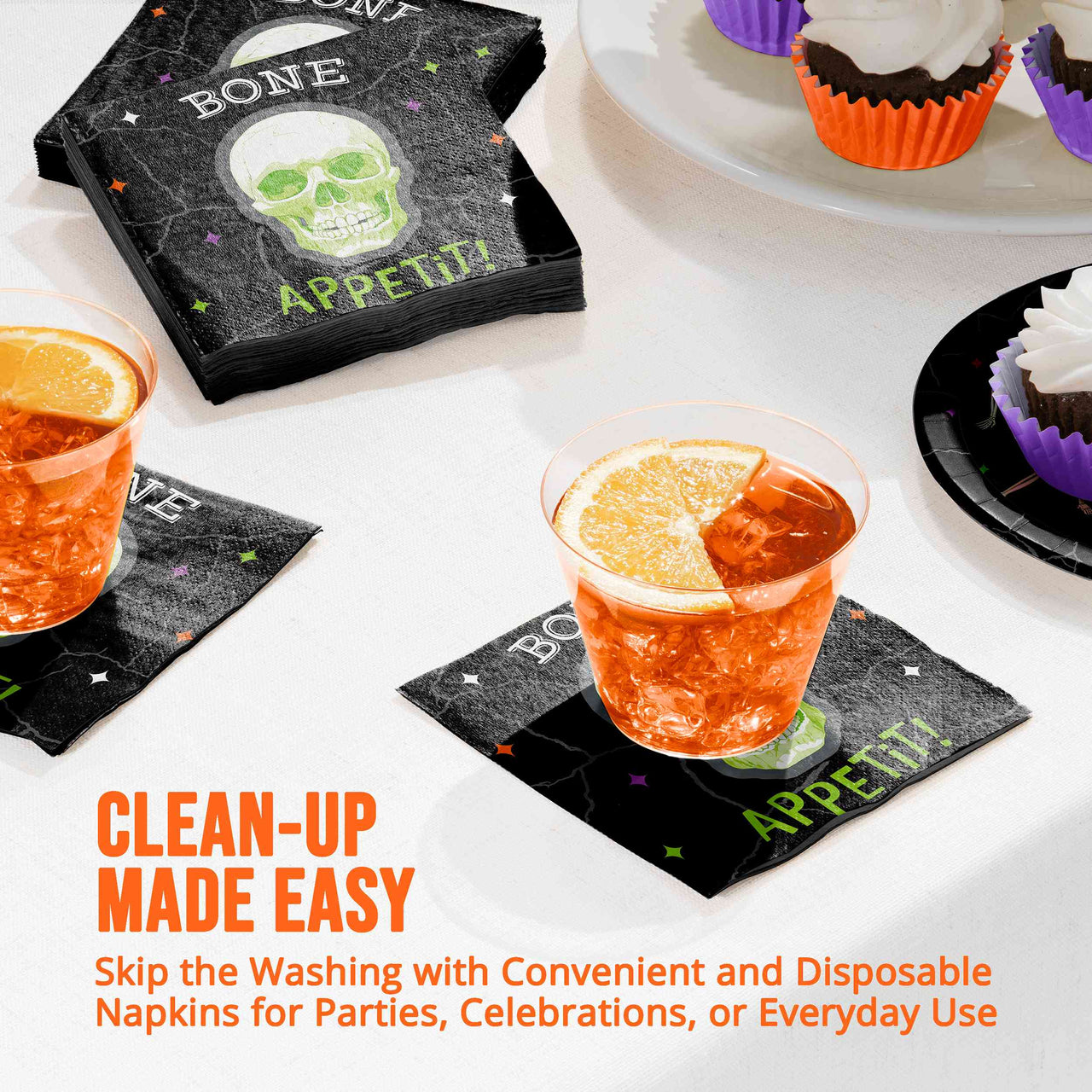 Bulk Radiant Reaper Bone Appetit Beverage Napkins 5" x 5" (192 per Case)