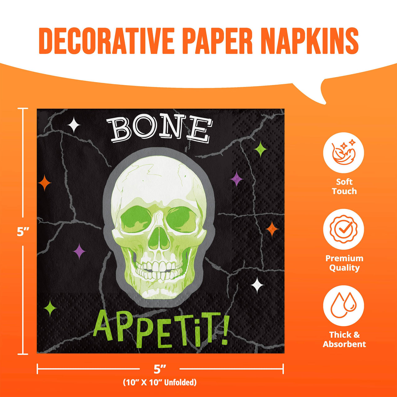 Bulk Radiant Reaper Bone Appetit Beverage Napkins 5" x 5" (192 per Case)