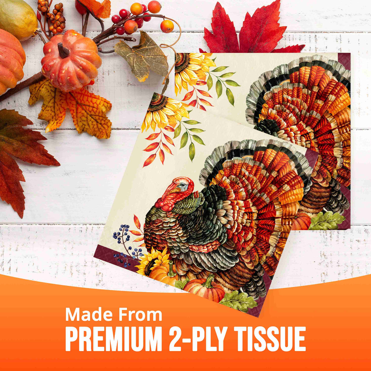 Bulk Bountiful Bird Luncheon Napkins 6.5" x 6.5" (192 per Case)