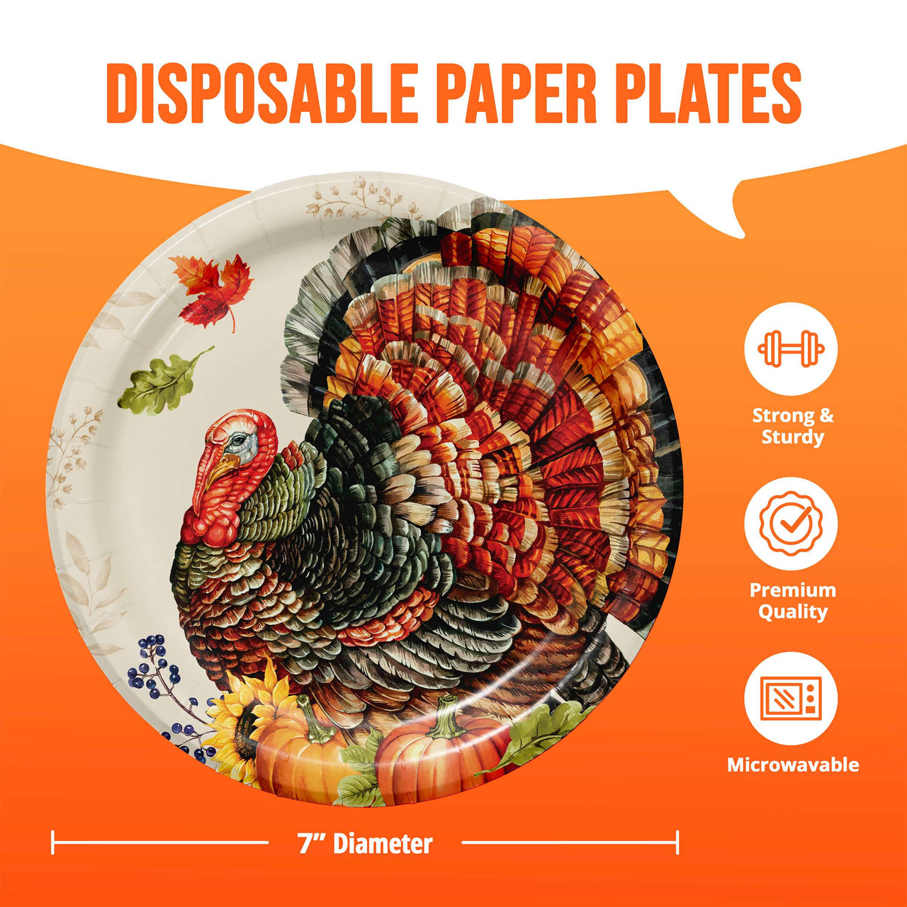 Bulk Bountiful Bird Luncheon Plates 7" (96 per Case)