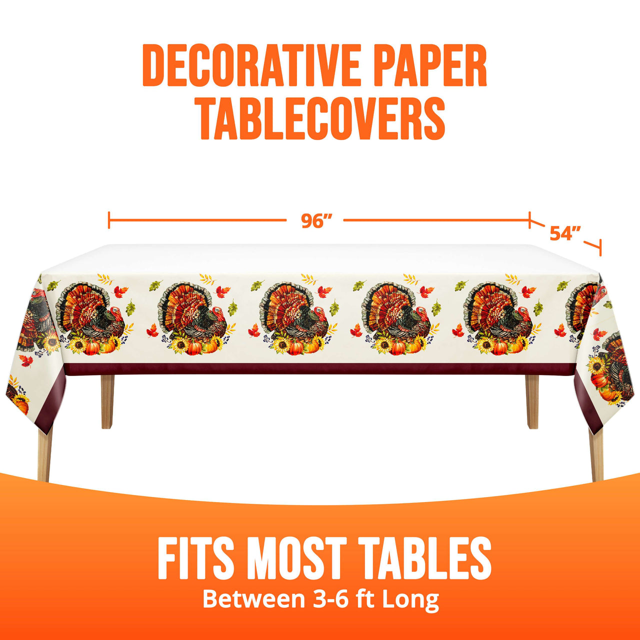 Bulk Bountiful Bird Plastic Tablecovers 54" x 96" (12 per Case)