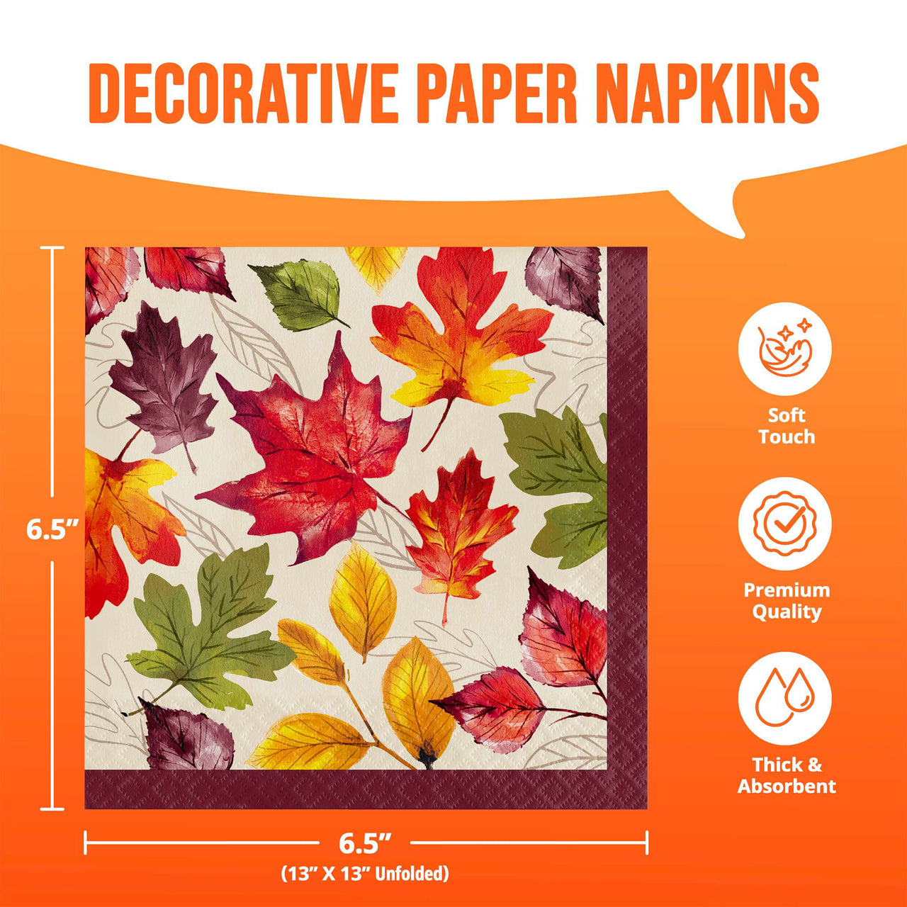 Bulk Falling Foliage Luncheon Napkins 6.5" x 6.5" (192 per Case)