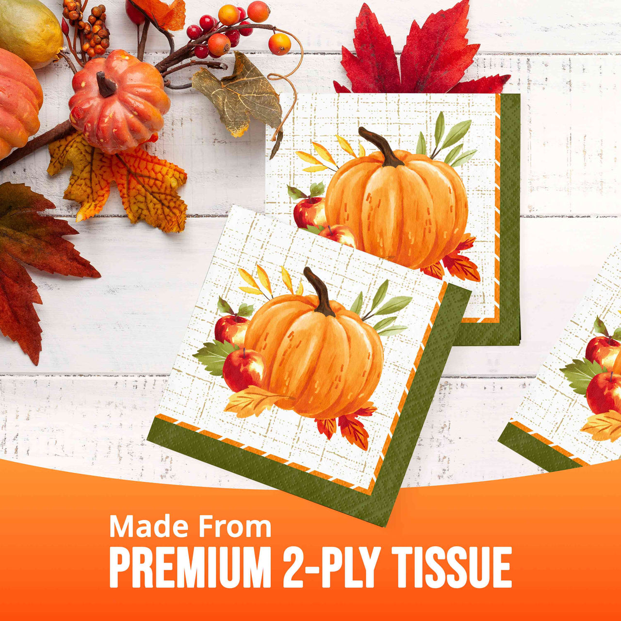 Bulk Autumn Orchard Beverage Napkins 5" x 5" (192 per Case)