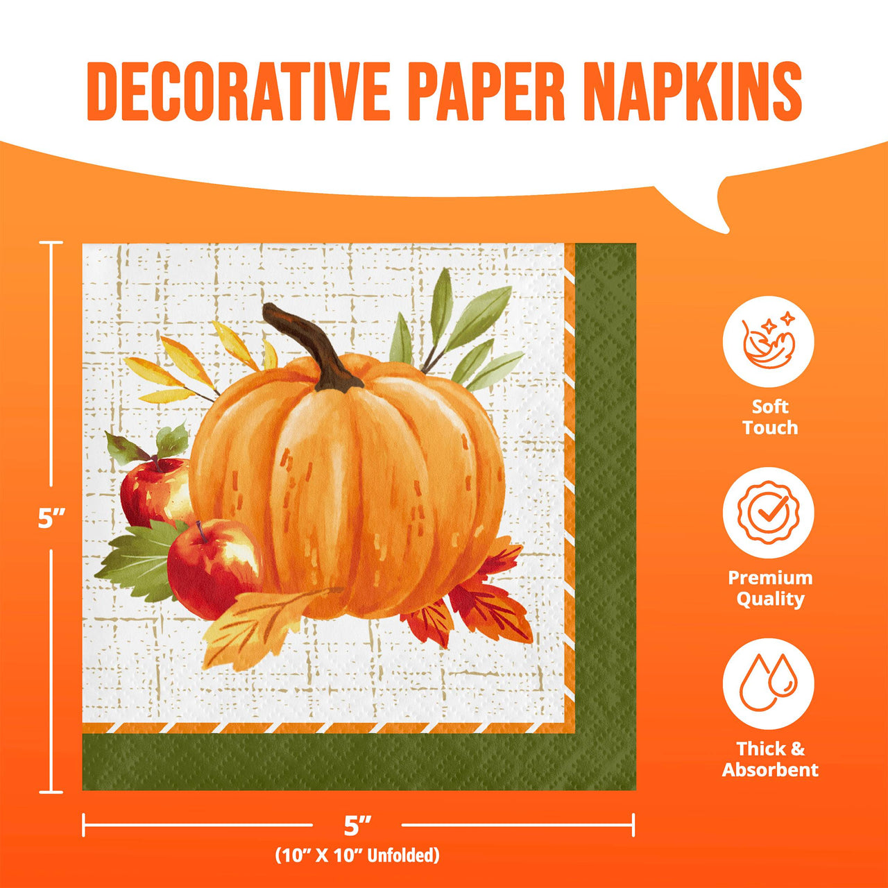 Bulk Autumn Orchard Beverage Napkins 5" x 5" (192 per Case)