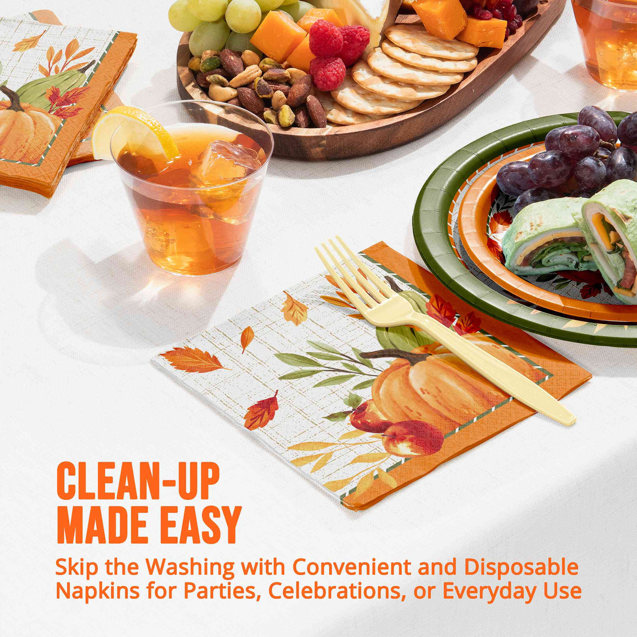 Bulk Autumn Orchard Luncheon Napkins 6.5" x 6.5" (192 per Case)