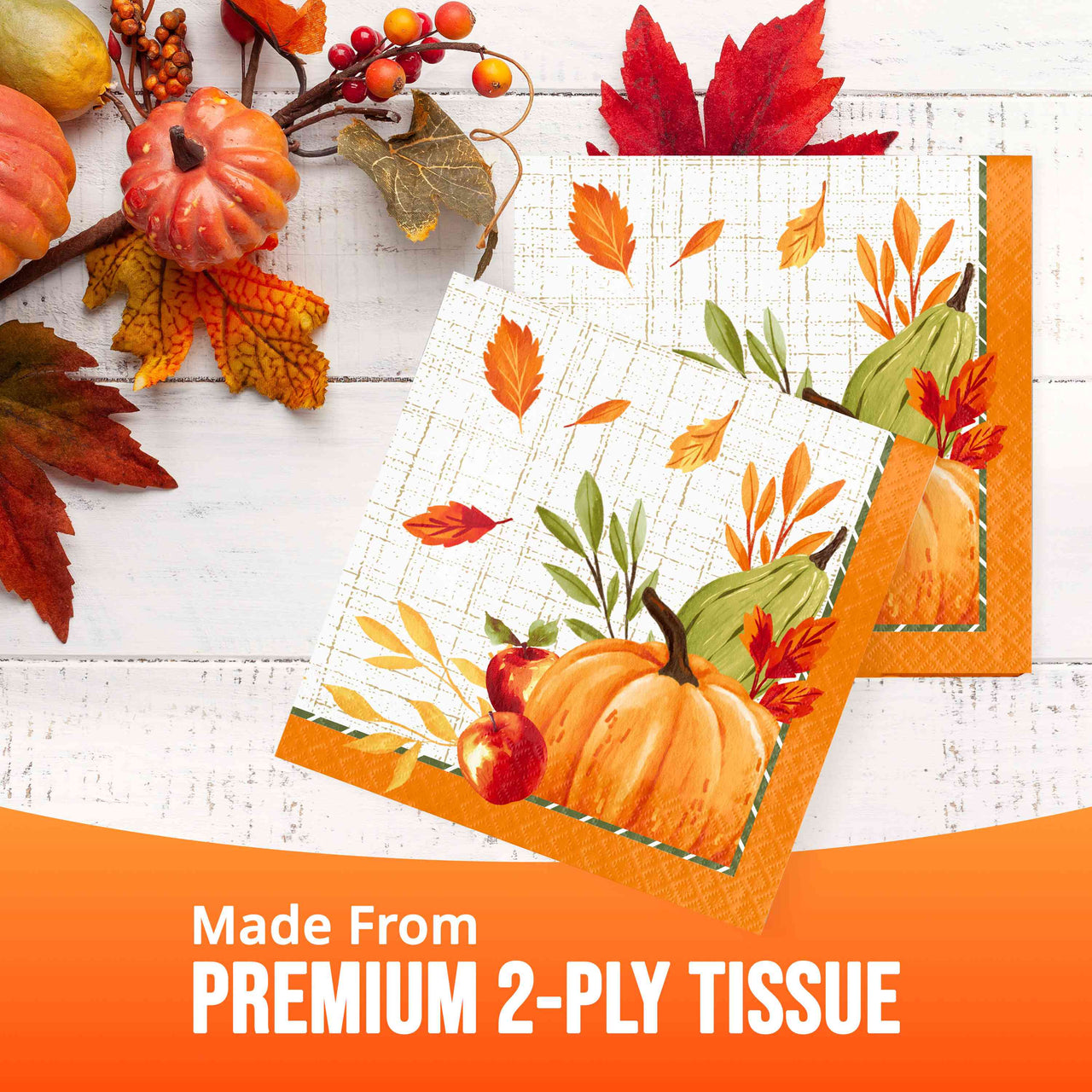 Bulk Autumn Orchard Luncheon Napkins 6.5" x 6.5" (192 per Case)
