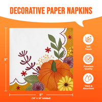 Bulk Petals and Pumpkins Beverage Napkins 5