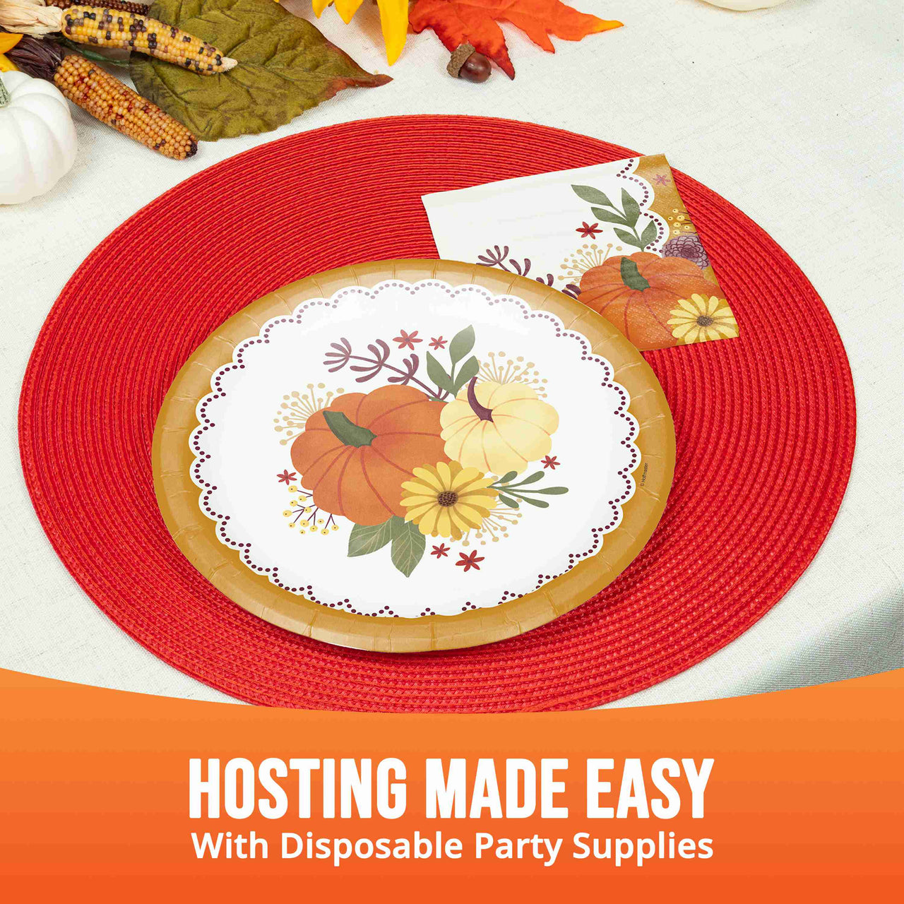 Bulk Petals and Pumpkins Dinner Plates 9" (96 per Case)
