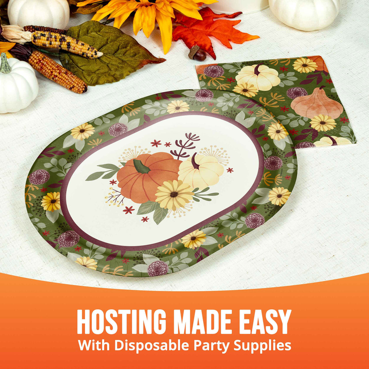 Bulk Petals and Pumpkins Oval Platters 12" (96 per Case)