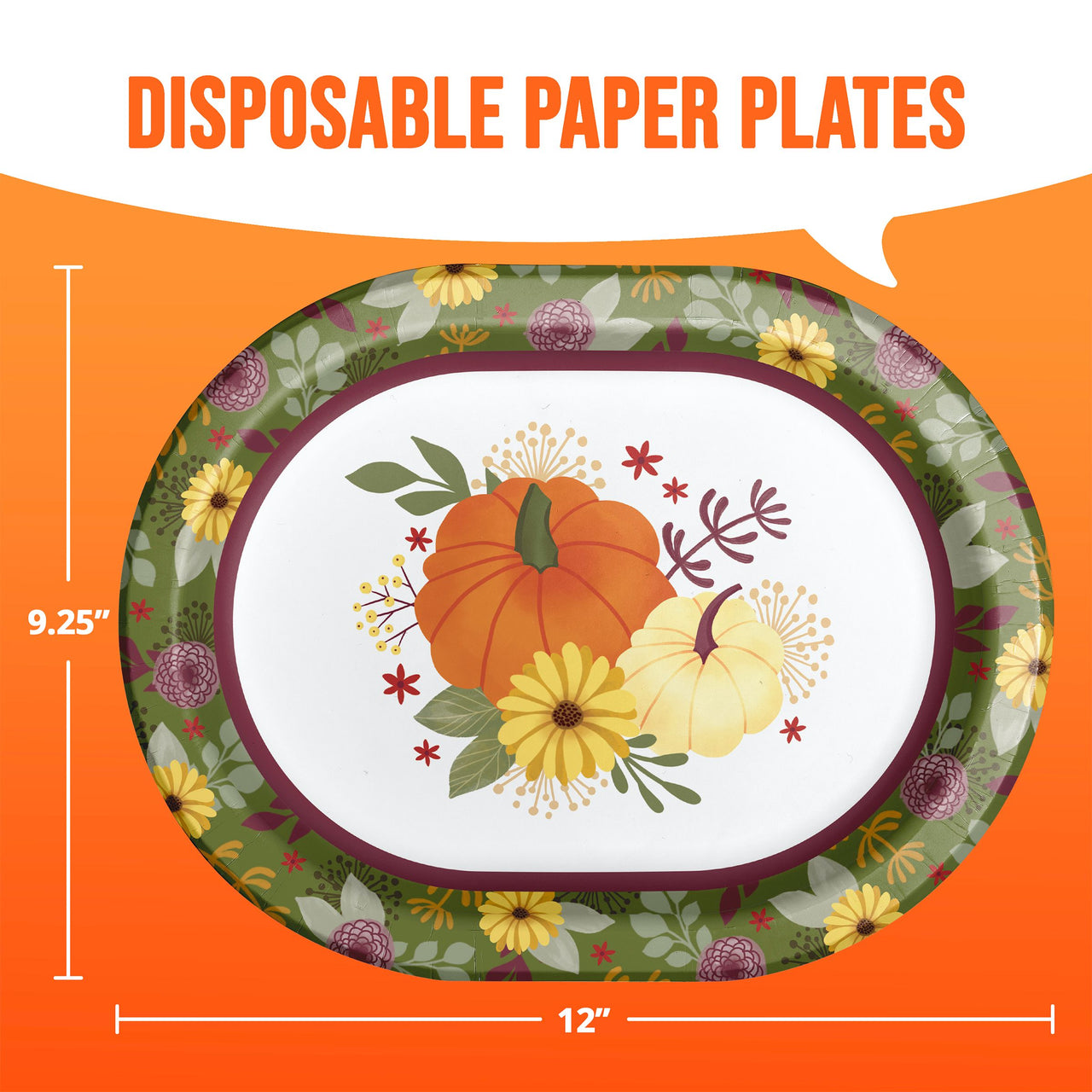 Bulk Petals and Pumpkins Oval Platters 12" (96 per Case)