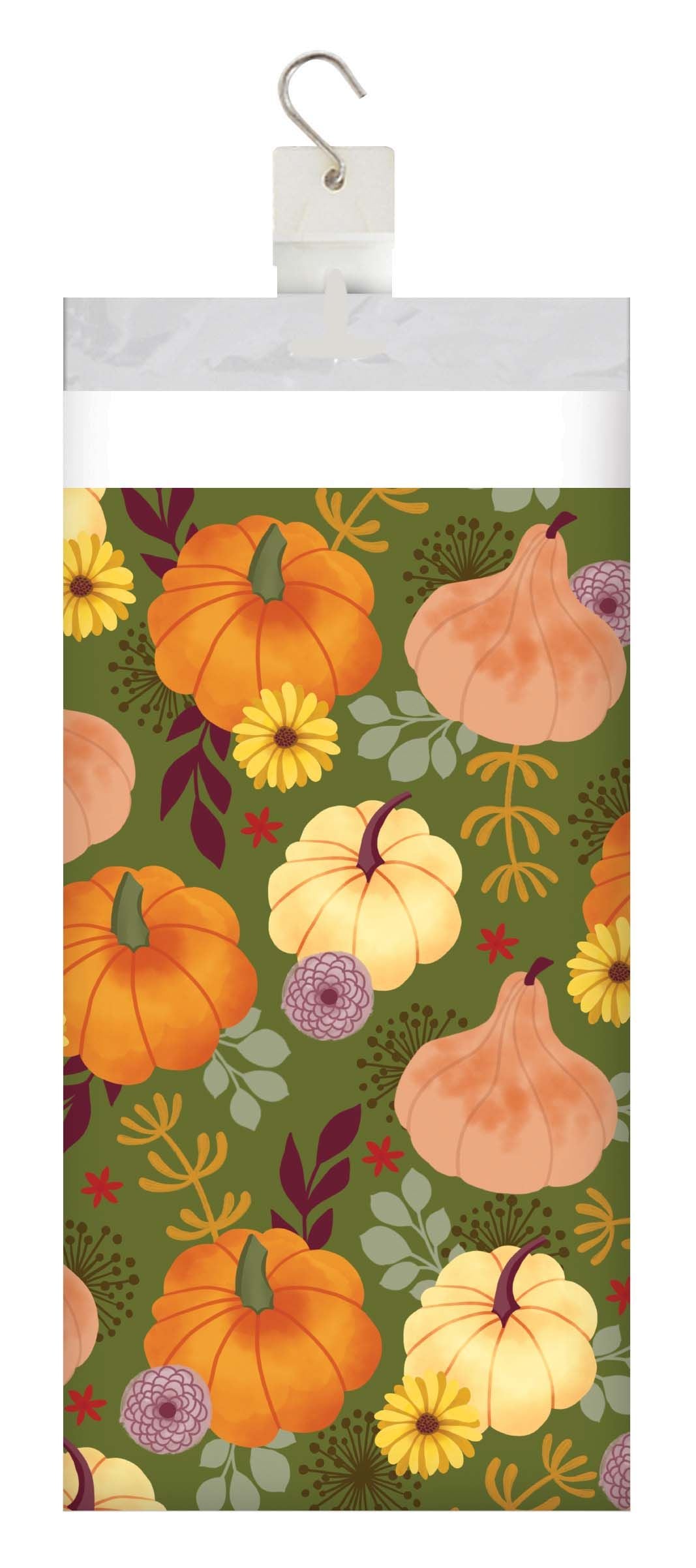 Bulk Petals and Pumpkins Plastic Tablecovers 54" x 96" (12 per Case)