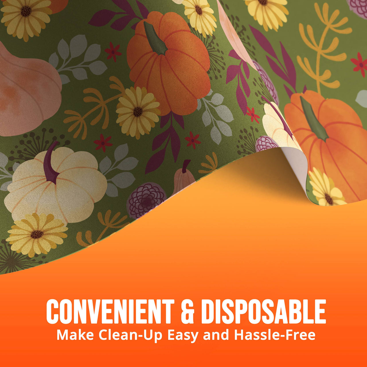 Bulk Petals and Pumpkins Plastic Tablecovers 54" x 96" (12 per Case)