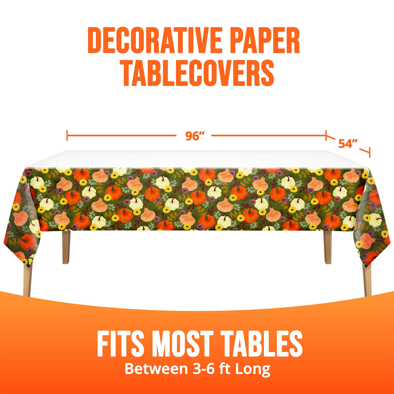 Bulk Petals and Pumpkins Plastic Tablecovers 54" x 96" (12 per Case)
