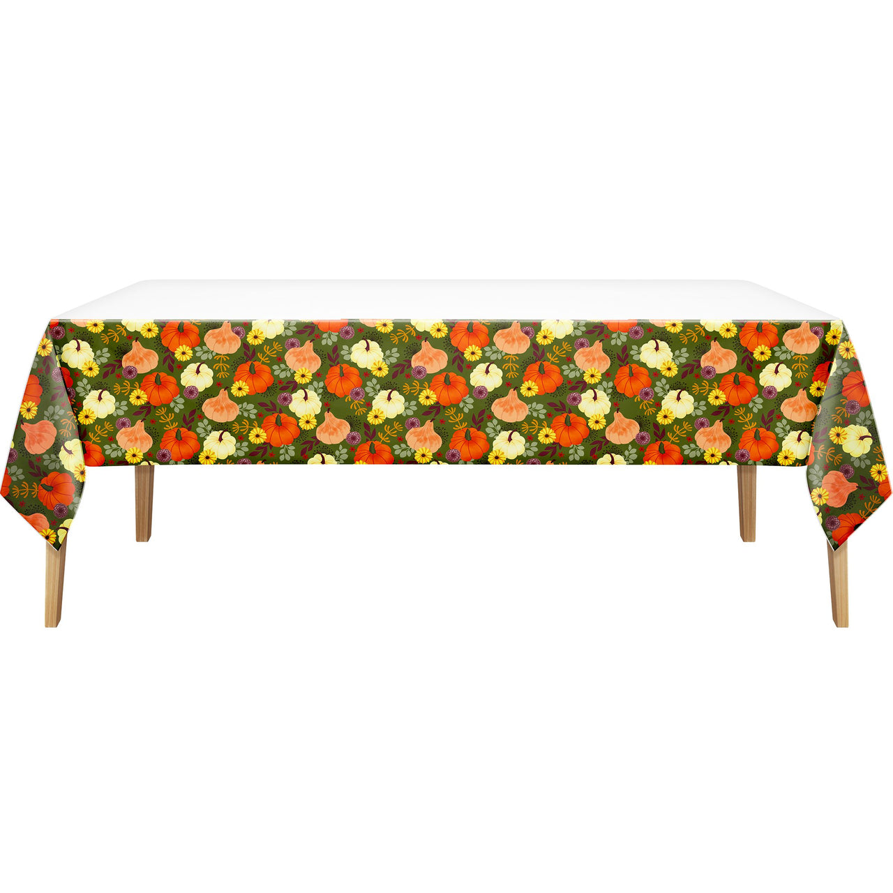 Bulk Petals and Pumpkins Plastic Tablecovers 54" x 96" (12 per Case)