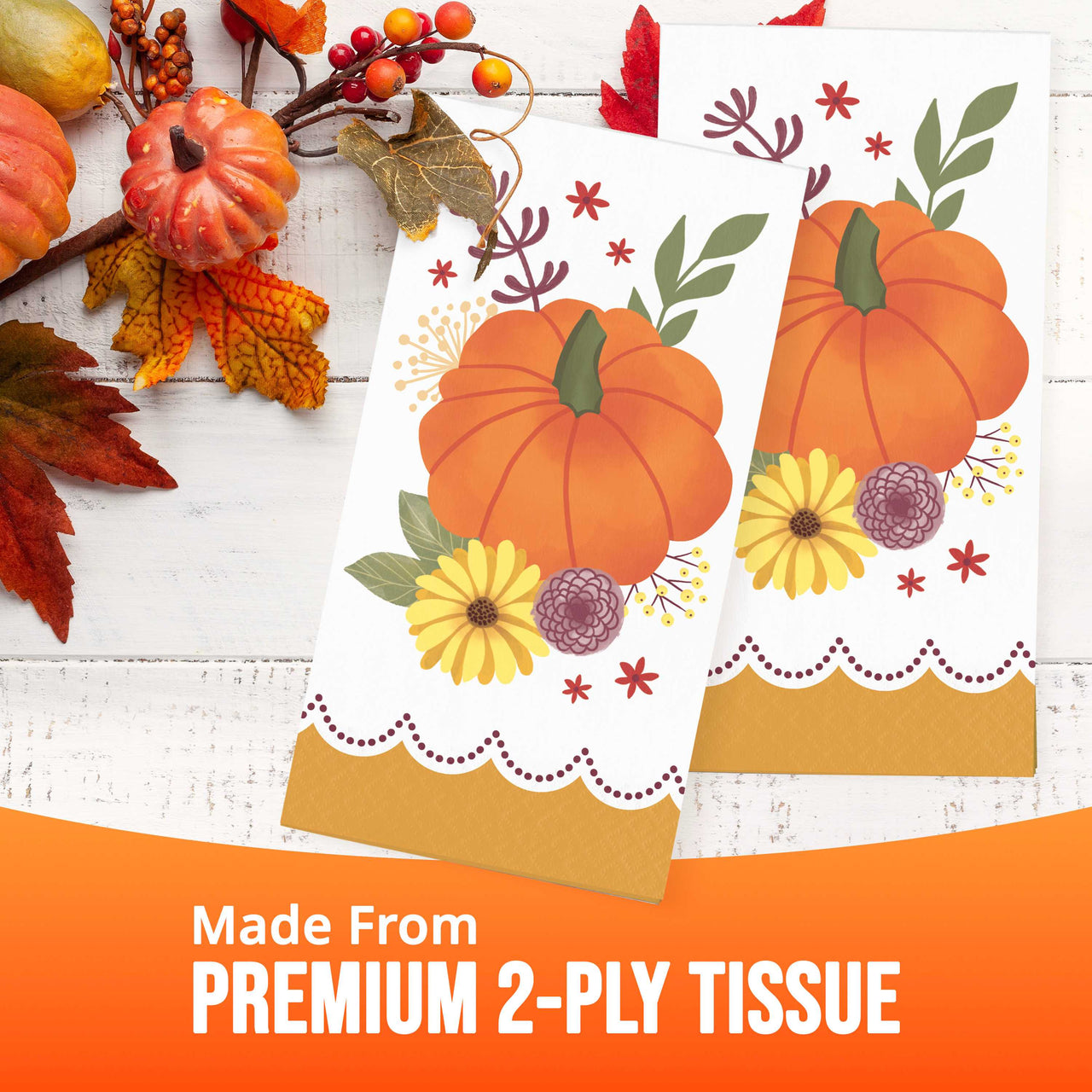 Bulk Petals and Pumpkins Guest Towels 7.75" x 4.5" (192 per Case)