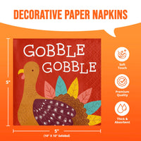 Bulk Turkey Treat Gobble Beverage Napkins 5