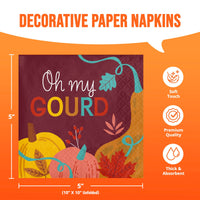 Bulk Turkey Treat Oh My Gourd Beverage Napkins 5