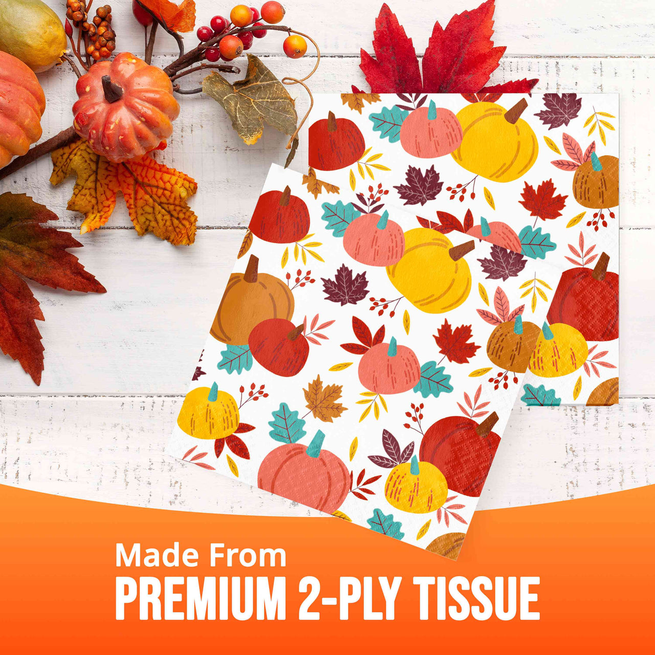 Bulk Turkey Treat Luncheon Napkins 6.5" x 6.5" (192 per Case)