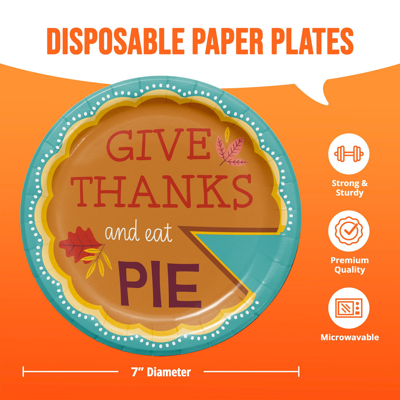 Bulk Turkey Treat Eat Pie Luncheon Plates 7" (96 per Case)